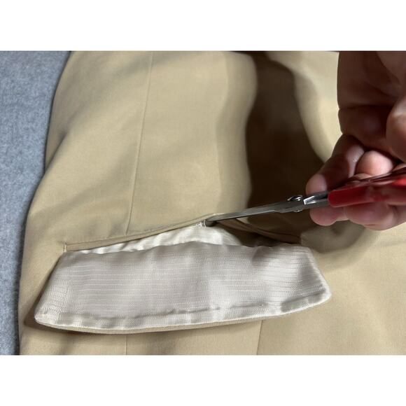 Alan Flusser Blazer Mens 40L Long Silk Cotton Blend Suit Jacket Beige Sport Coat - Picture 13 of 14